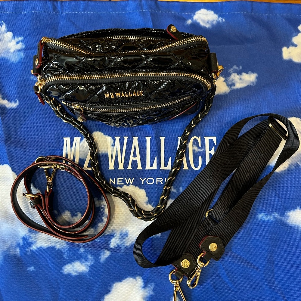 MZ Wallace Shiny Black Crossbody Bag - Picture 3 of 3